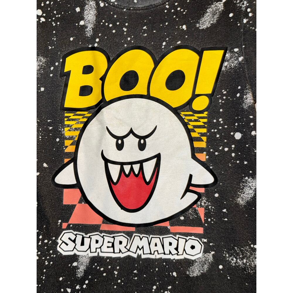 Nintendo Super Mario Boys Boo Ghost Halloween Black Splatter T-Shirt, Size XS - Picture 2 of 5